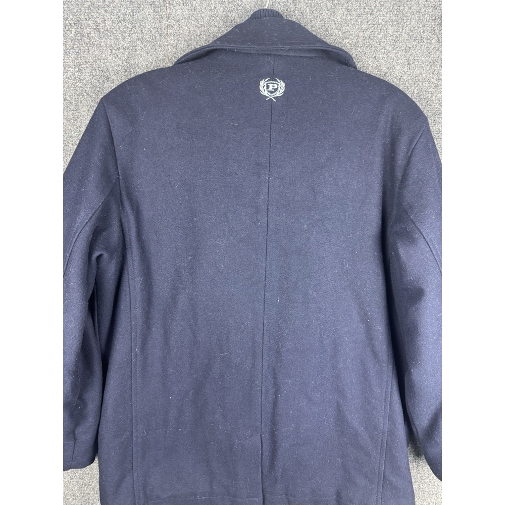Vintage Phat Farm Double Breasted Pea Coat Wool Blend Full Zip Navy Y2K Vented - Picture 11 of 14